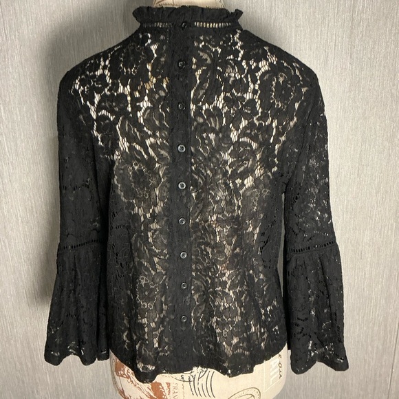 BB Dakota Black Lace Blouse Size Small - Picture 6 of 12